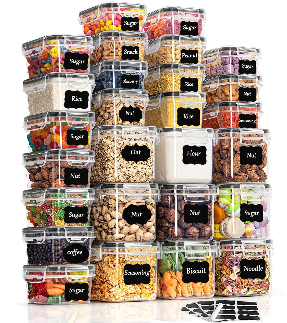 GoMaihe storage containers with lids, airtight storage box: 27-piece storage box kitchen set for flour, cereal, sugar - Image 1
