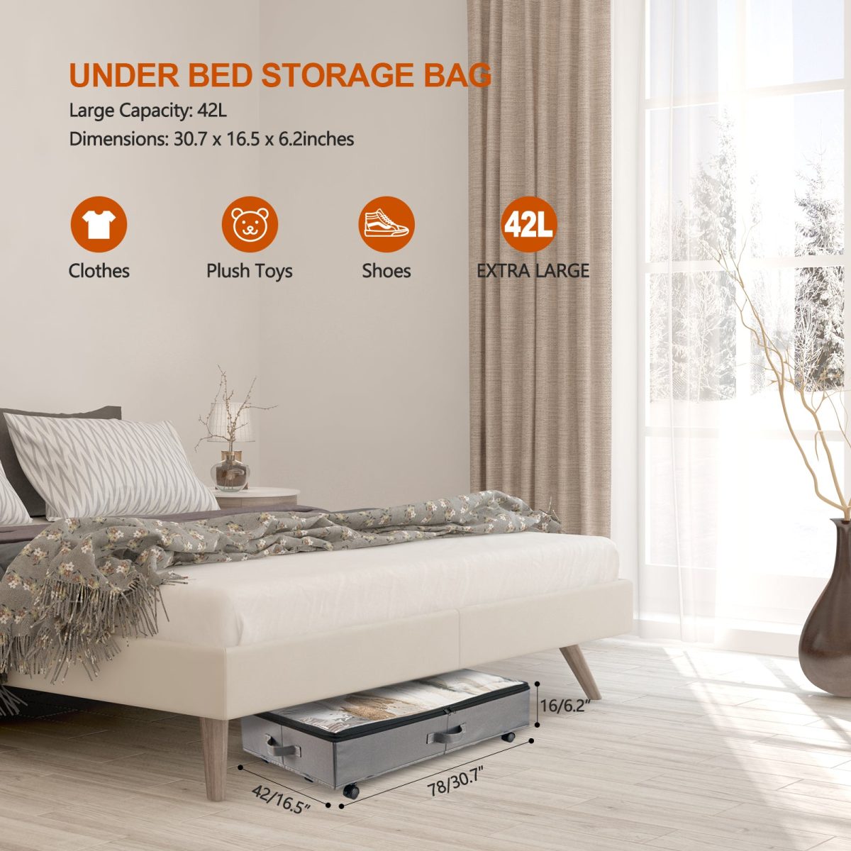GoMaihe Extra Large Under Bed Storage with Wheels 42L, 2 Pack - Image 6