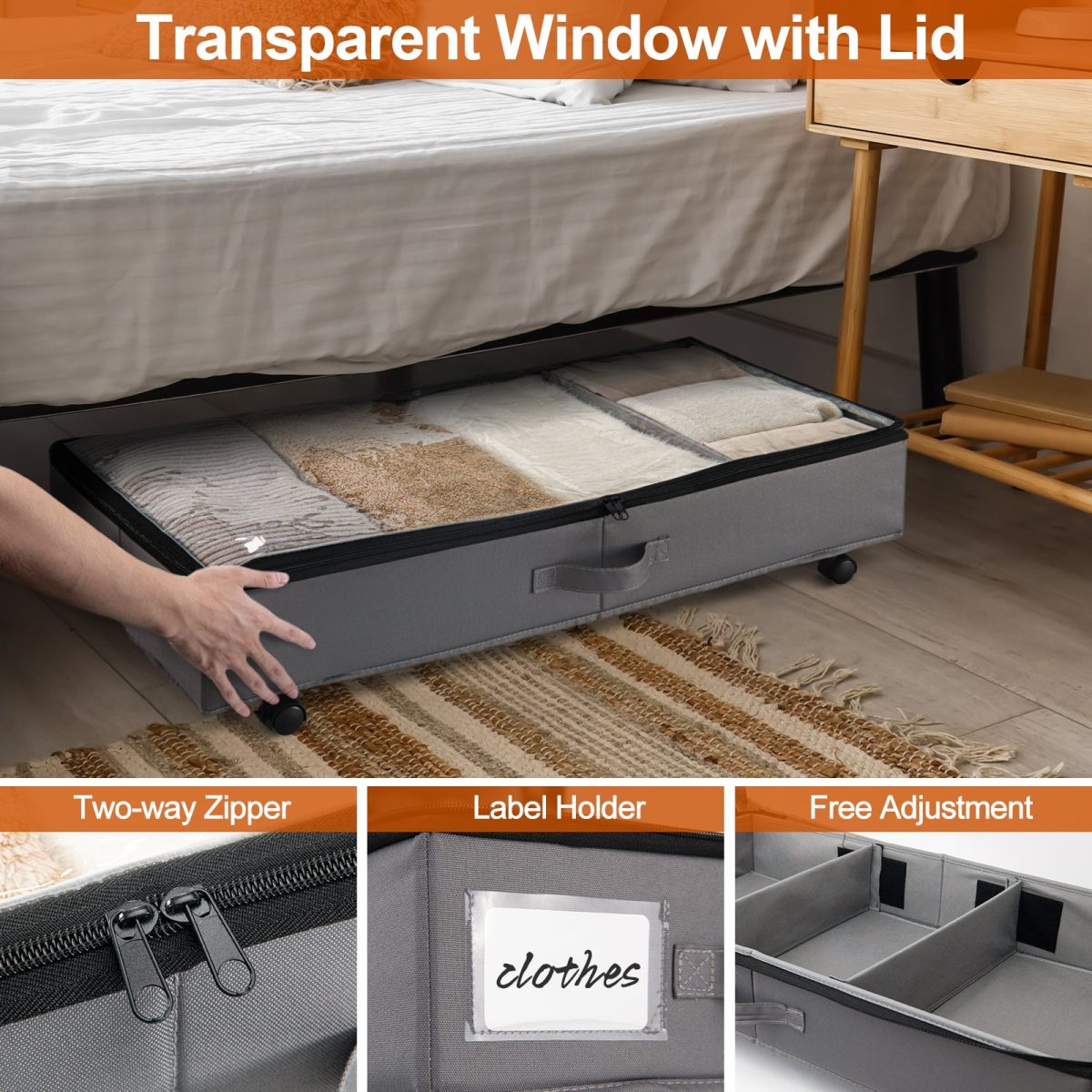 GoMaihe Extra Large Under Bed Storage with Wheels 42L, 2 Pack - Image 3