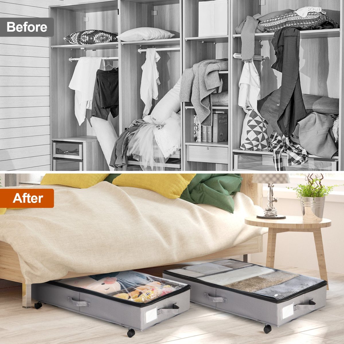 GoMaihe Extra Large Under Bed Storage with Wheels 42L, 2 Pack - Image 4