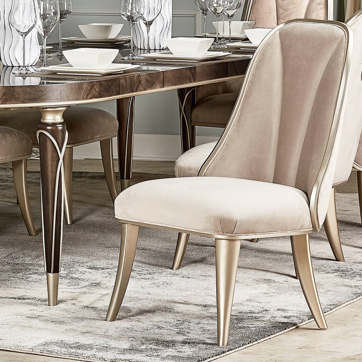 Michael Amini Villa Cherie Hazelnut Dining Side Chair - Set of 2 TF - Image 2